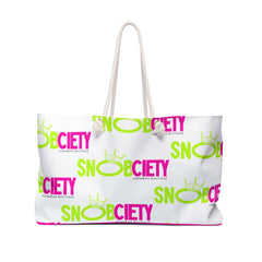 SnobCiety Repeat Weekender Bag | White & Pink