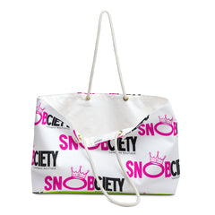 SnobCiety Repeat Weekender Bag | White & Lime