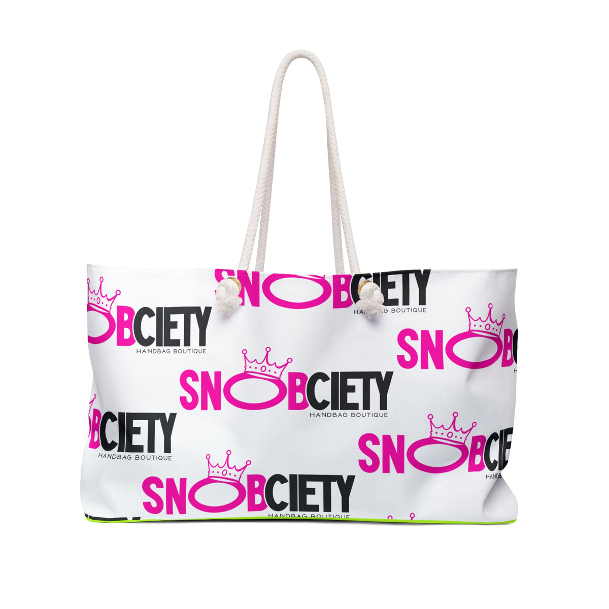 SnobCiety Repeat Weekender Bag | White & Lime